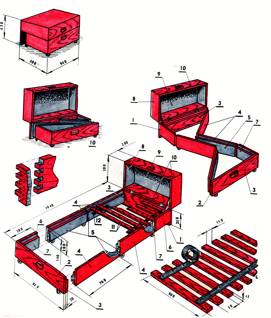 Раздвижная кровать своими руками из дерева фото чертежи и ход работы