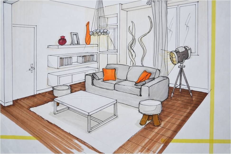 Дизайн интерьера рисунки Интерьер комнаты рисунки карандашом
