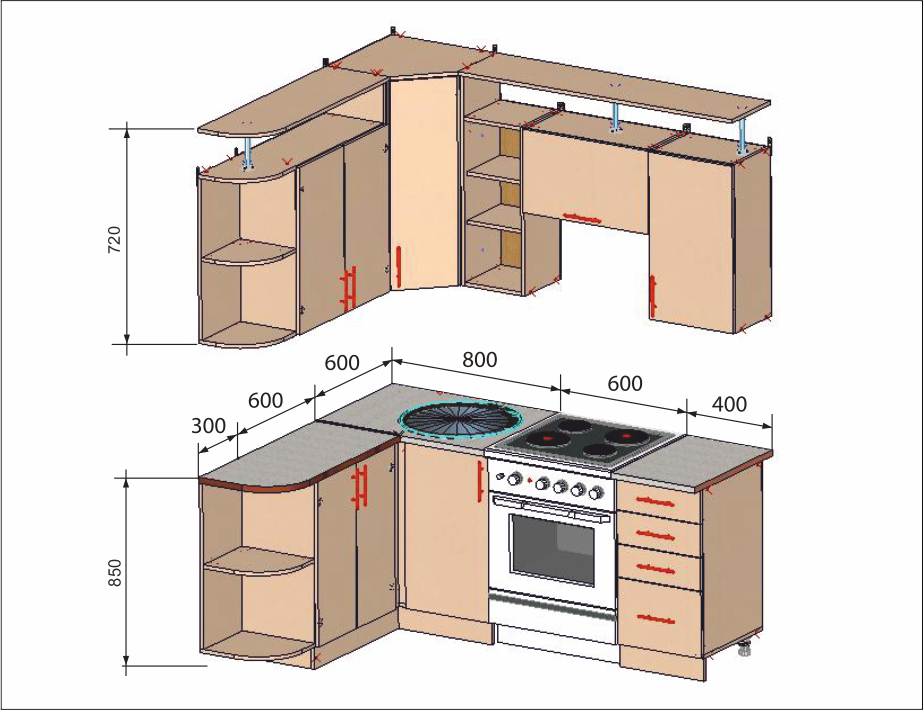 Кухонный гарнитур для маленькой кухни из дерева своими руками чертежи и фото