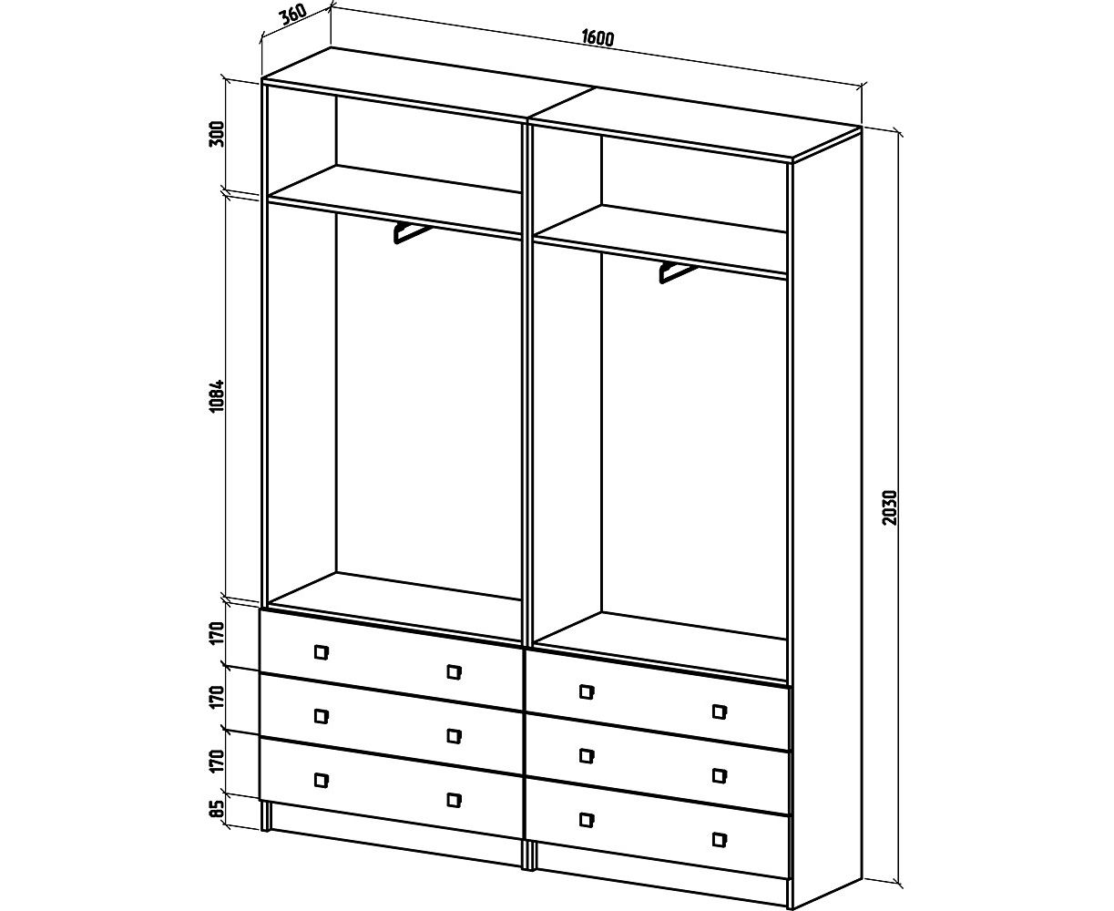 Проект шкафа купе с размерами:  шкафа купе внутри с размерами .