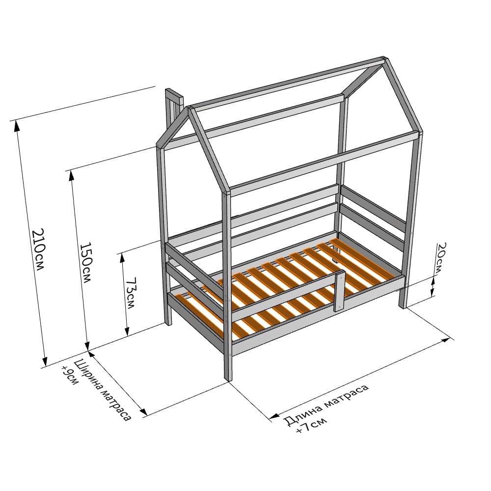 Детская кроватка домик чертежи размеры