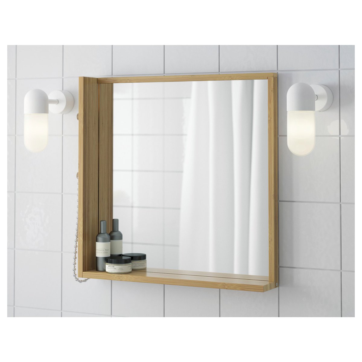 Зеркало в ванную комнату с полкой 80 см