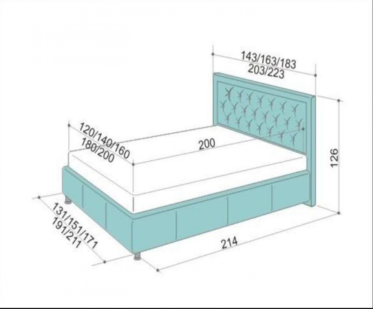 Кровать ширина 160 длина 200