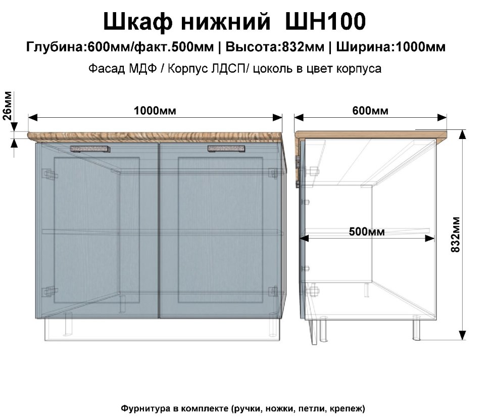 Конструкция кухонных навесных шкафов