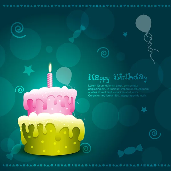 Торт ко дню рождения — стоковый вектор