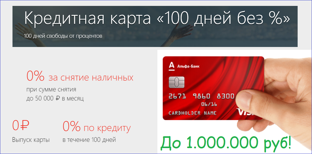 Кредитная карта рассрочки Альфа Банка - 100 дней без %