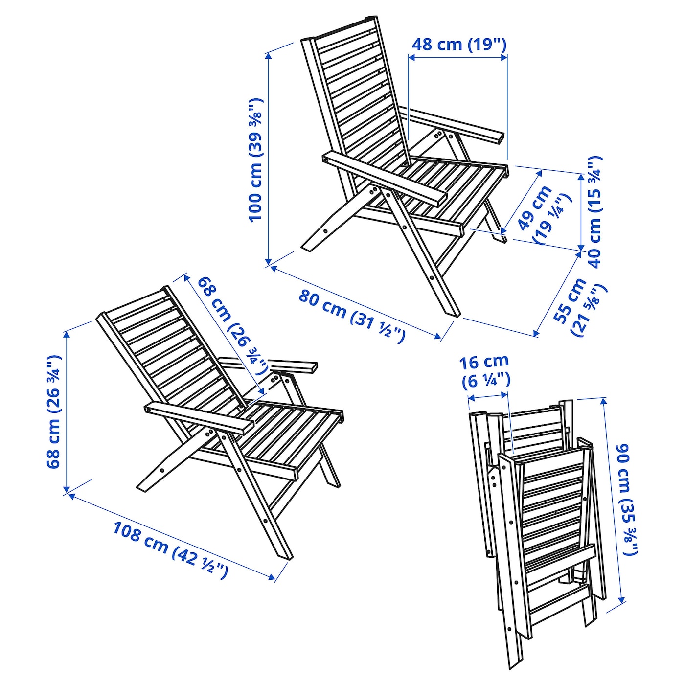 ЭПЛАРО садовое кресло/регулируемая спинка
