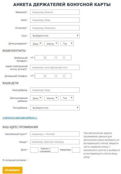 Рис. 5. Электронная анкета. Источник: официальный сайт