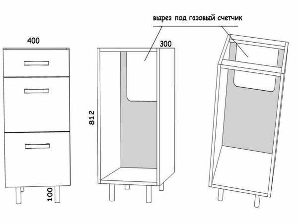 Деталировка кухонных шкафов с размерами для изготовления