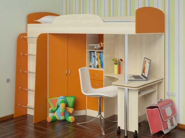Детская мебель двухъярусная кровать со столом