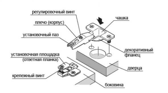 Прикрутить петли к шкафу