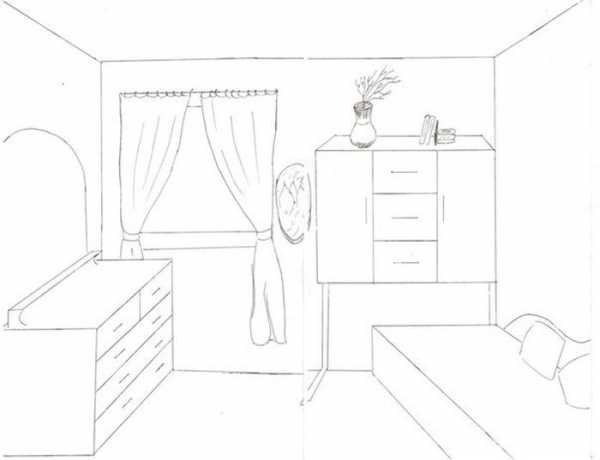 Kako nacrtati sobu s namještajem olovkom u fazama: majstorske tečajeve za početnike