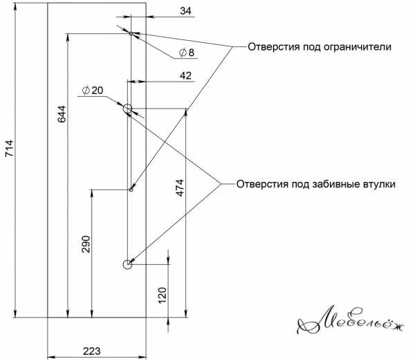 Схема присадки обувницы с внутренними фасадами