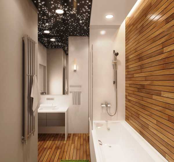 Дизайн ванной комнаты с элементами дерева