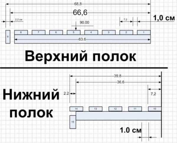 Каркас полков в парилке чертежи