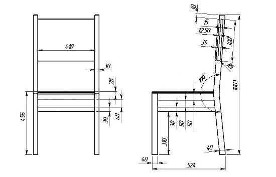 Складной стул чертежи с размерами