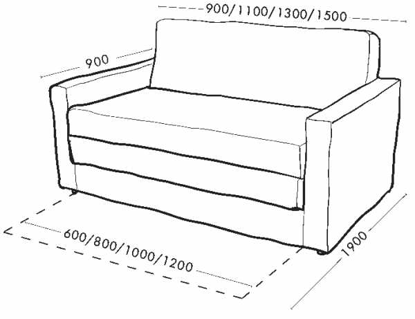 Размер раскладного дивана книжка