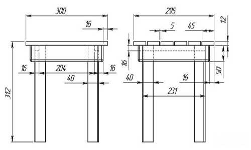 Чертеж самой простой табуретки