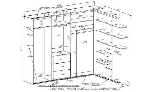 Комбинированный угловой шкаф схема