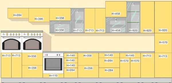 Высота нижних шкафов кухни со столешницей от пола